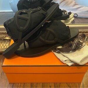 Hermes Black Sandals